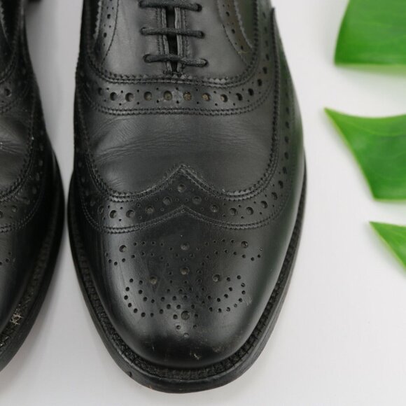 Allen Edmonds Mens McAllister Oxford Size 9.5 C Black Leather Dress Shoe Wingtip - Picture 2 of 12